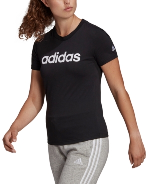 Shop Adidas Originals Women's Essentials Cotton Linear Logo T-shirt In Black