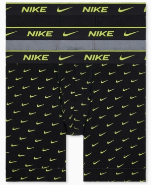 Nike Dri-fit Everyday Assorted 3-pack Performance Boxer Briefs In Cyber Swoosh Print/cool Grey/black