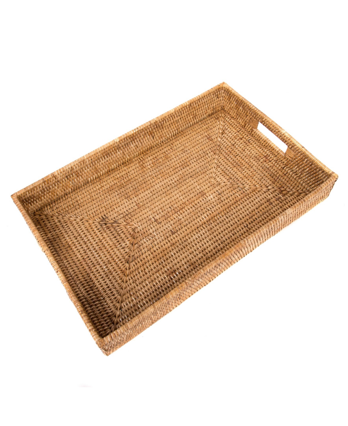 Artifacts Trading Company Artifacts Rattan Rectangular Tray With Cutout Handles