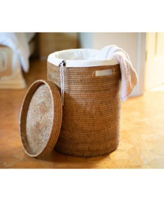 Artifacts Trading Company Rattan Round Hamper with Lid