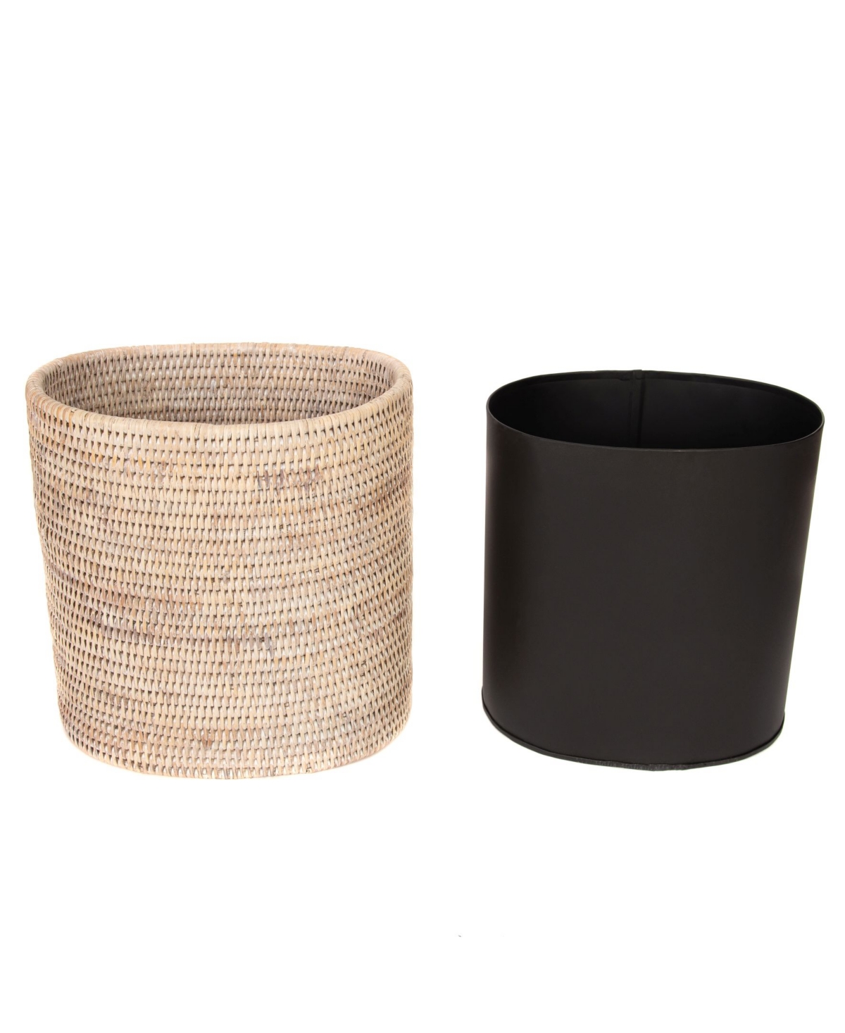 Artifacts Trading Company Artifacts Rattan Oval Waste Basket with Metal Liner