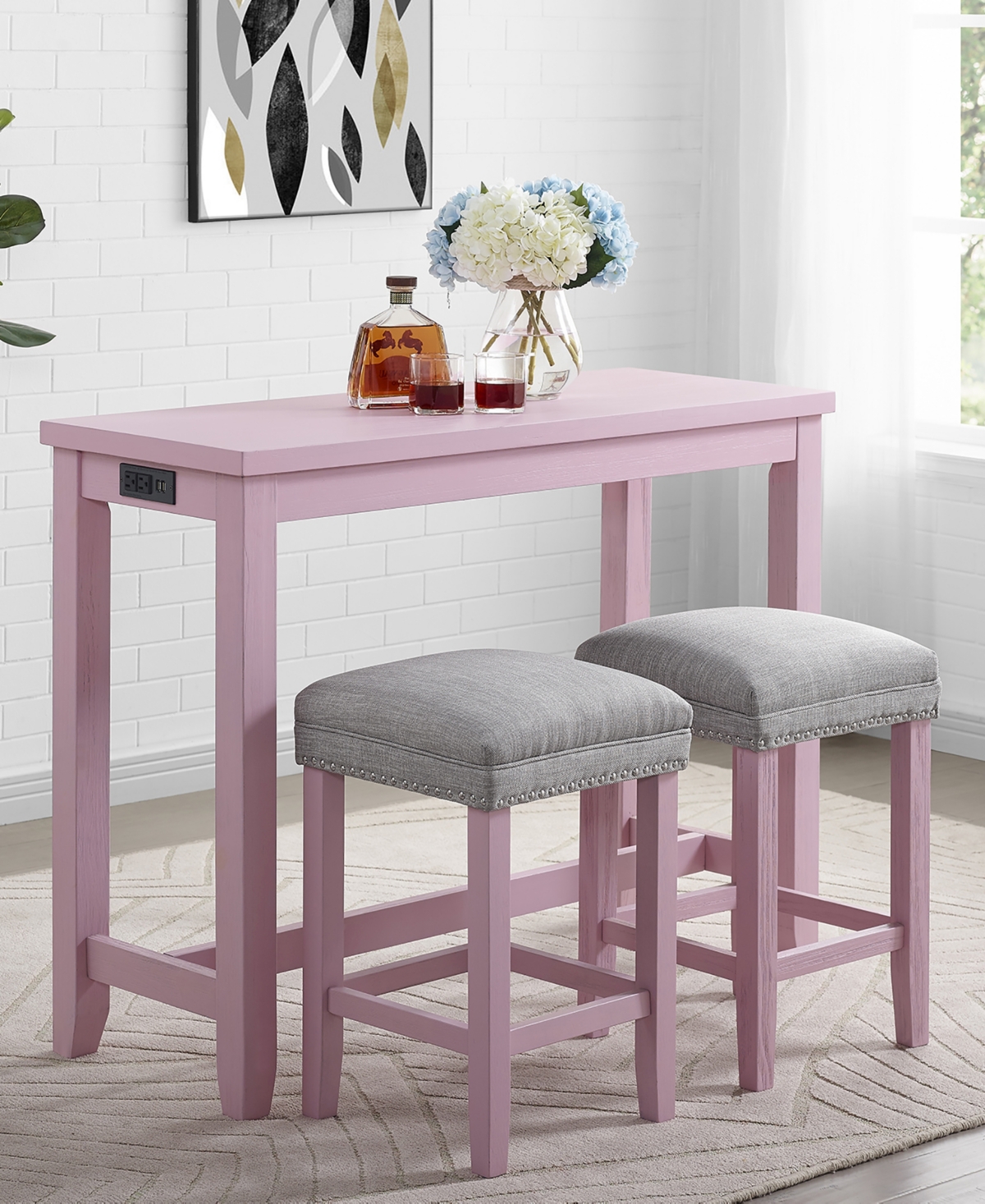 Furniture of America Sundsvail Rectangle Dining Table Set, 3 Piece