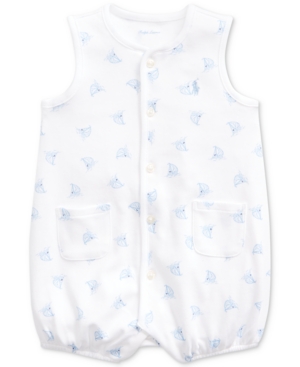 Ralph Lauren Baby Boys Boat-Print Cotton Interlock Shortall