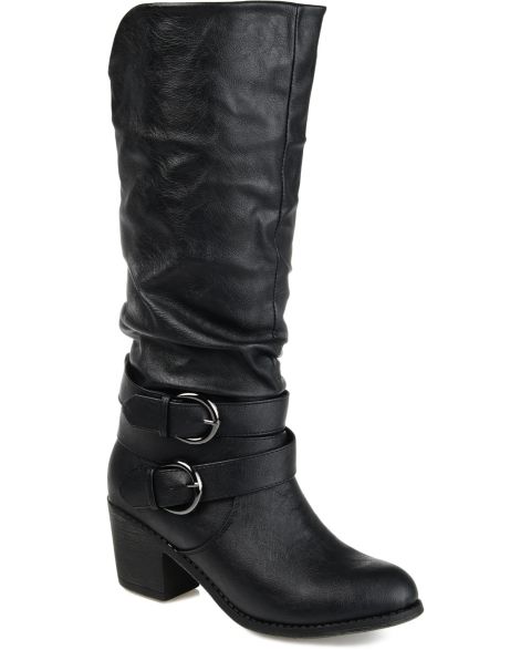 Женские ботинки Journee Collection Late Slouchy Block Heel Boots, Regular & Wide Calf, цвет: Чёрный