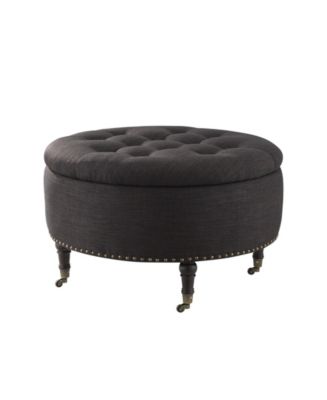 Elizabeth Hidden Storage Round Ottoman - Macy's
