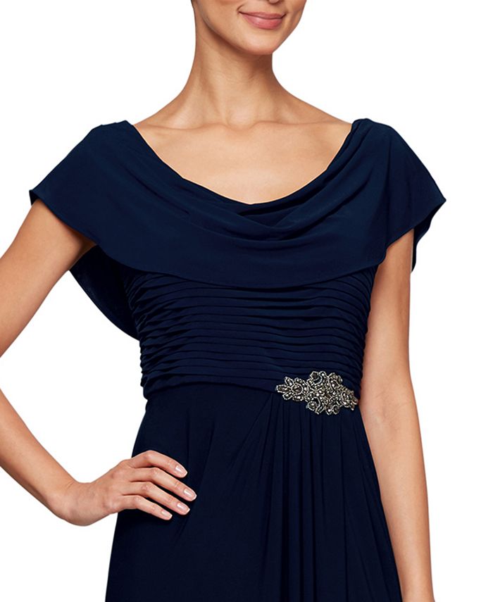 Alex Evenings Women's Embellished-Waist Cowlneck Gown - Macy's