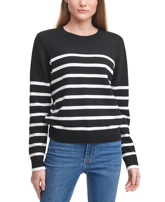 Calvin Klein Cotton Striped Sweater - Macy's