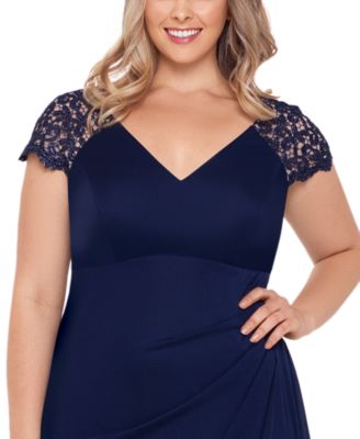 Plus Size Lace-Shoulder Gown