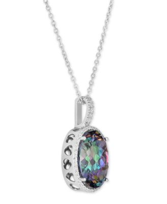 Mystic Topaz (20 ct. t.w.) & White Topaz (3/4 ct. t.w.) Oval 18" Pendant Necklace