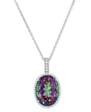 MACY'S MYSTIC TOPAZ (20 CT. T.W.) & WHITE TOPAZ (3/4 CT. T.W.) OVAL 18" PENDANT NECKLACE
