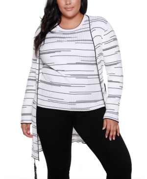 Belldini Black Label Plus Size Long Sleeve Cardigan With Belt