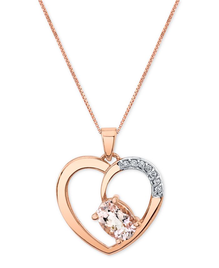 Macy's - Morganite (1 ct. t.w.) & Diamond Accent 18" Heart Pendant Necklace in 14k Rose Gold