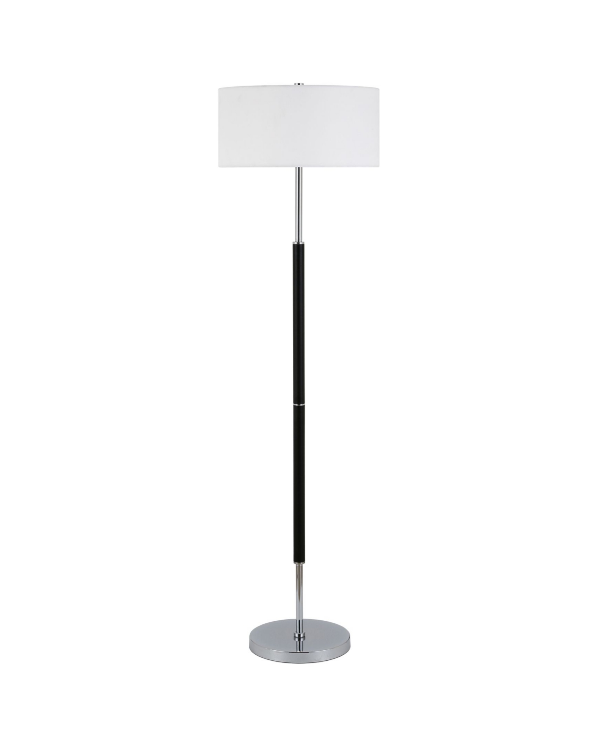 Hudson & Canal 61.5" Metal Simone 2-light Floor Lamp In Matte Black,polished Nickel