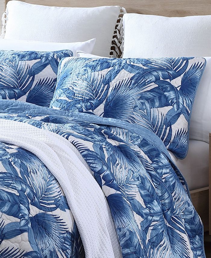 Tommy Bahama Royal Palm Blue Reversible 3Piece Full/Queen Quilt Set