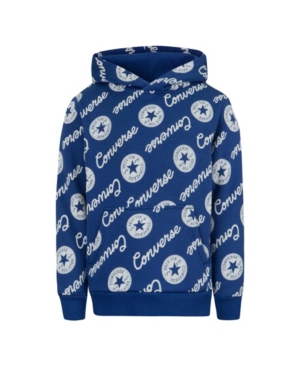 Converse Big Boys Repeat Logo Print Pullover Hoodie