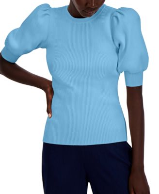 Concepts Puff-Sleeve Ribbed Sweater 