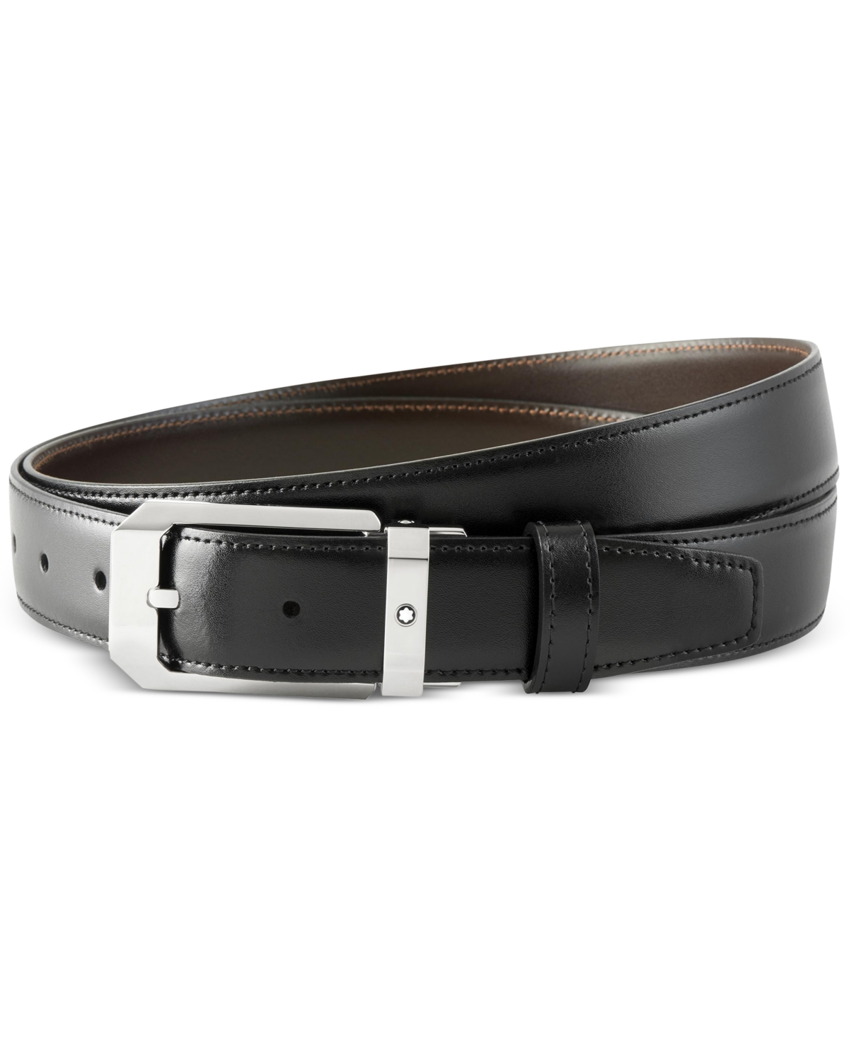 Montblanc Leather Trapeze Pin Buckle Belt In Black,brown