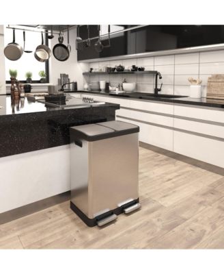 16 Gallon / 61 Liter SoftStep Stainless Steel Combo Step Pedal Kitchen Trash Can and Recycle Bin with Dual Odor Filters