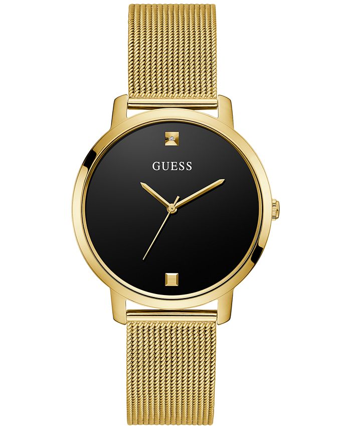 GUESS Women's Diamond-Accent Gold-Tone Stainless Steel Mesh Bracelet ...