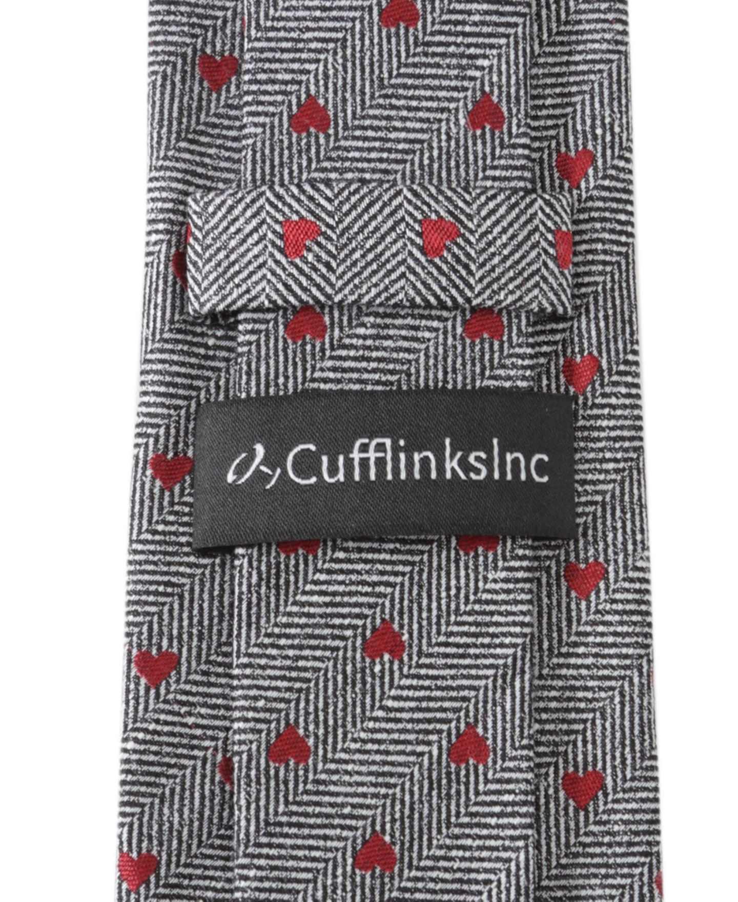 Мужские галстуки Cufflinks Inc. Herringbone Heart Tie, цвет: Серый / Красный — фото 3