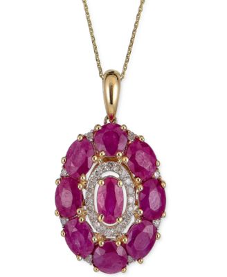 Macy's - Ruby (4-5/8 ct. t.w.) & Diamond (1/8 ct. t.w.) 18" Pendant Necklace in 14k Rose Gold (Also in Tanzanite and Sapphire)