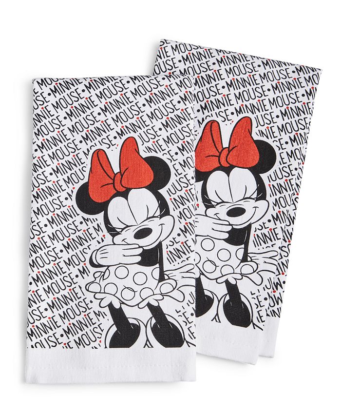 S/2 Disney Bashful Minnie Mouse Kitchen Dish Towels Tea Cotton Terry Towels New 