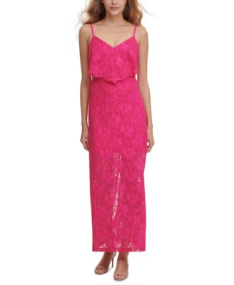 guess lace popover maxi dress