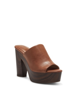Jessica Simpson Women's Shelbie Block Heel Platform Mules Women's Shoes In Brown
