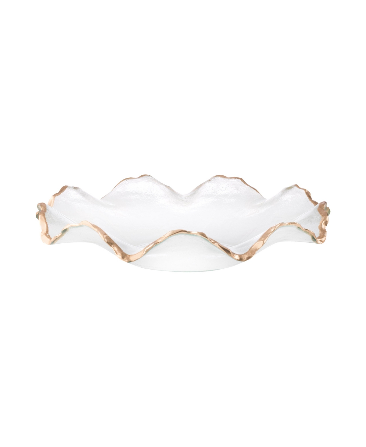 Classic Touch Glass Ruffle Bowl With Edge In Clear,gold-tone