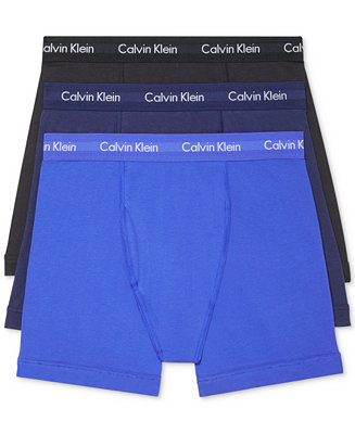 Calvin Klein Men&s 3-Pack Cotton Stretch Boxer Briefs - Black Blue - Size Small