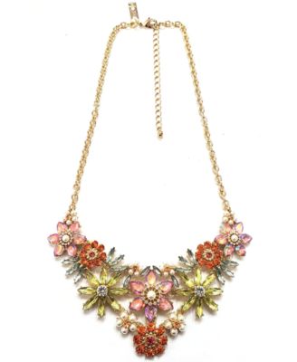 INC International Concepts - Gold-Tone Multicolor Flower Frontal Necklace, 16" + 3" extender