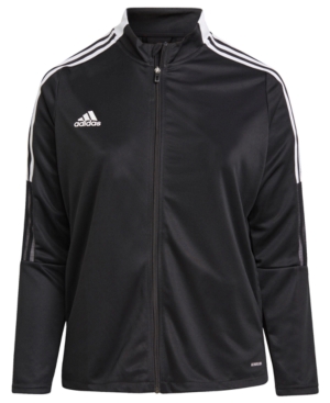 Adidas Originals Adidas Women's Essentials Primegreen Warm-up Track Jacket (plus Size) In Black