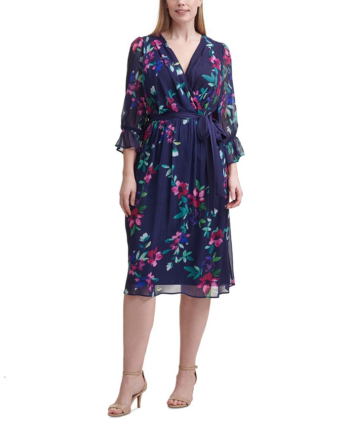 Jessica Howard Plus Size Floral-Print Belted Dress - Macy's