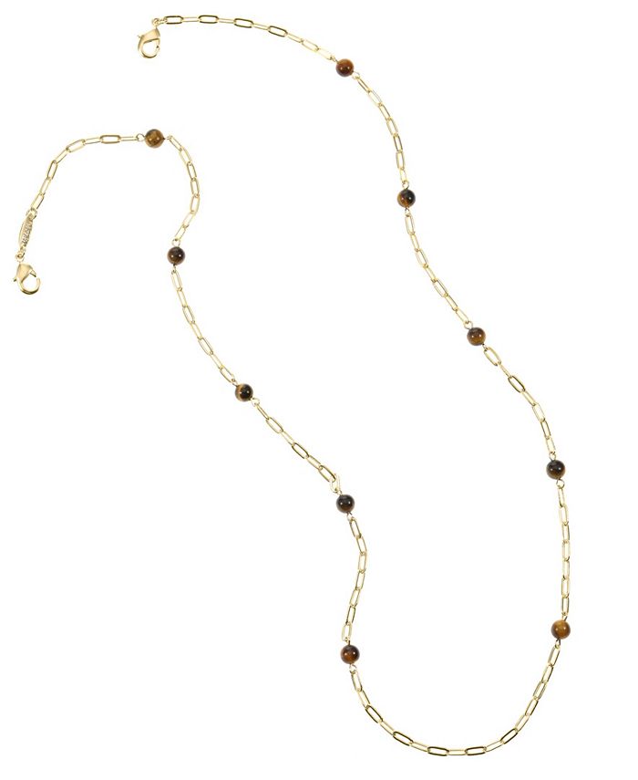 Trifari 14K Gold Plated Tiger Eye Mask Chain Macy's