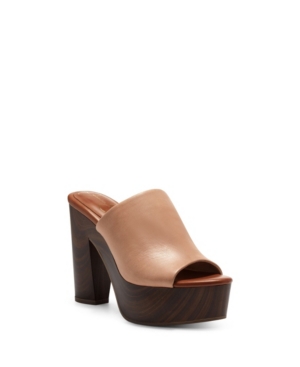 Jessica Simpson Women's Shelbie Block Heel Platform Mules Women's Shoes In Medium Beige