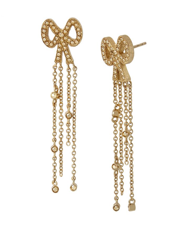 COACH Pave Bow Fringe Earrings Macy s