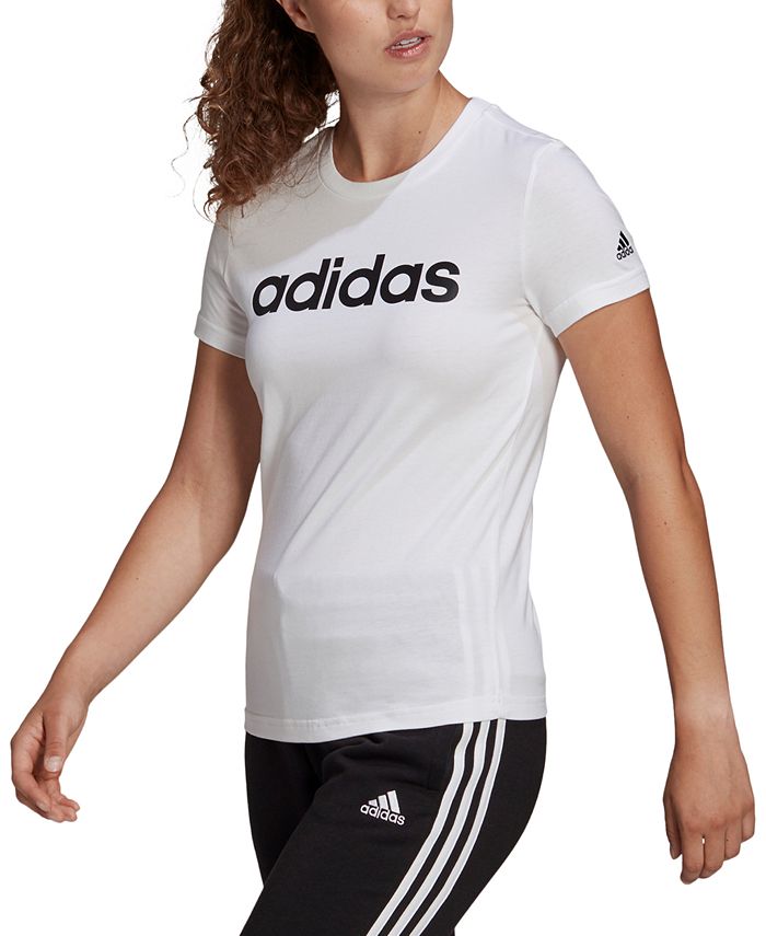 adidas Women\'s T-Shirt Macy\'s Essentials Logo Cotton Linear 