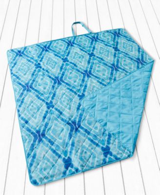 Martha Stewart Collection - Quilted Tie-Dyed Diamond Grid Convertible Beach Blanket