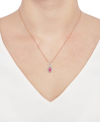 2-Pc. Set Ruby (1 ct. t.w.) & Diamond (1/20 ct. t.w.) Pendant Necklace & Matching Drop Earrings in Sterling Silver (Also available in Sapphire or Emerald)