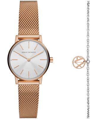 armani rose gold mesh watch