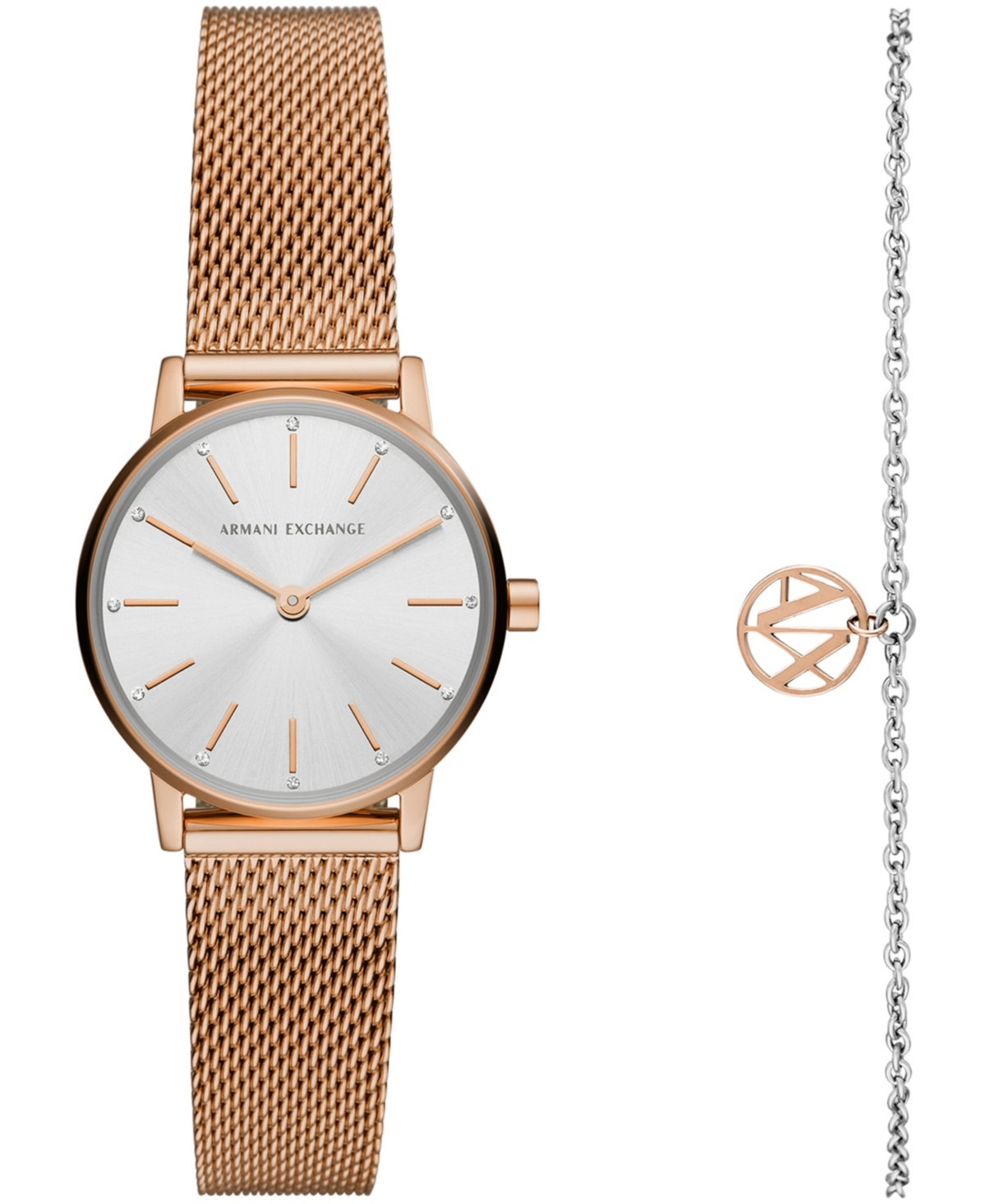 Ax Women's Rose Gold-Tone Mesh strap Watch with Bracelet 28mm - Rose Gold
