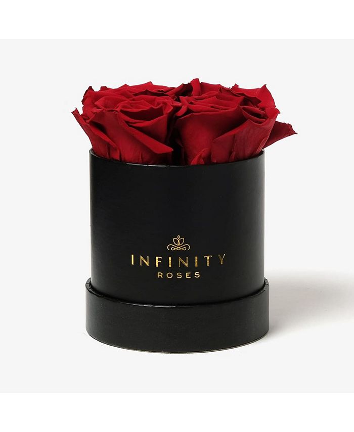 Infinity Roses Round Box of 4 Red Real Roses Preserved To Last Over A ...
