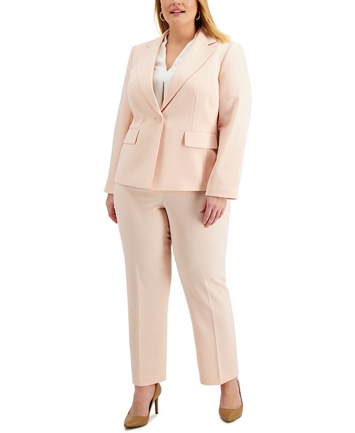 Le Suit Plus Size Single-Button Crepe Pantsuit & Reviews - Wear to Work ...