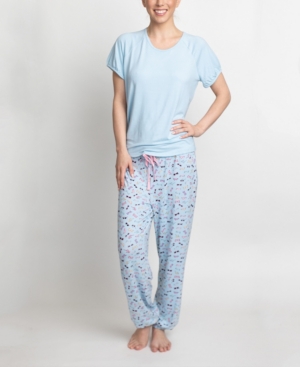 Muk Luks T-Shirt & Printed Pants Pajama Set