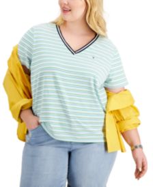 Plus Size Striped V-Neck T-Shirt