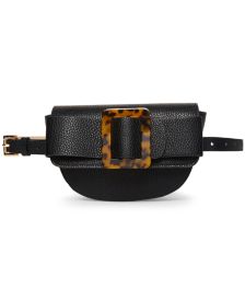 Oversize-Buckle Pebble-Faux-Leather Belt Bag 