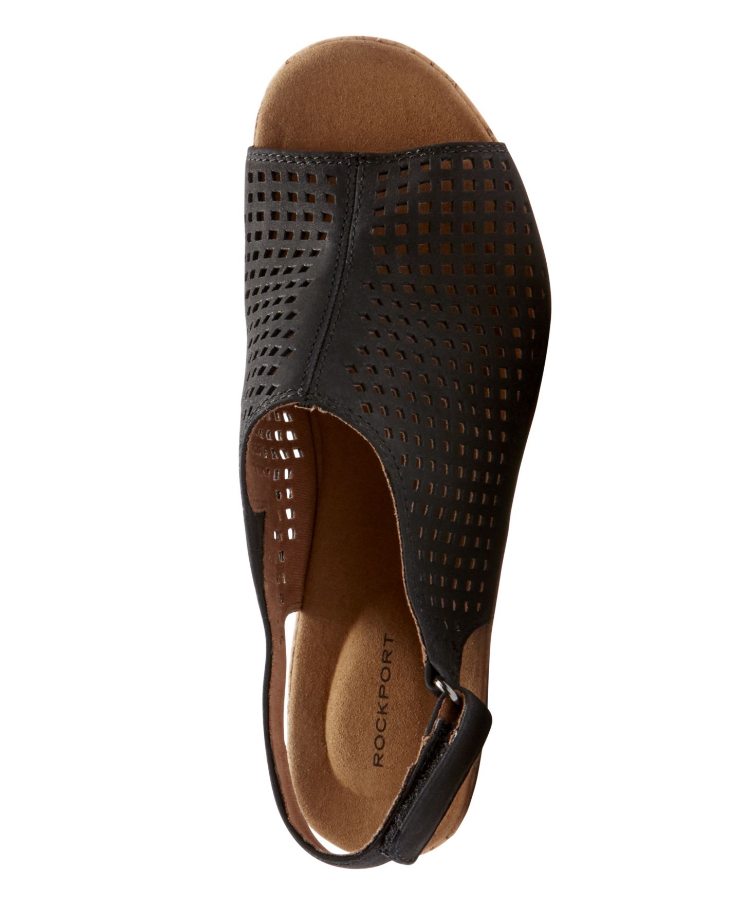 Женские сандалии Rockport Briah Perforated Leather Wedge, цвет: Чёрный — фото 4