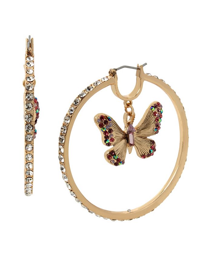 Betsey Johnson Butterfly Charm Hoop Earrings Macy's