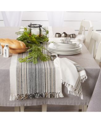Striped Fringed Table Runner, 14" x 108"