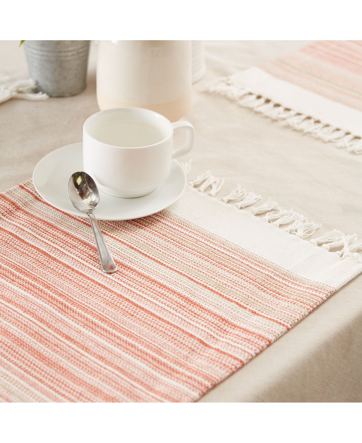 Design Import Fringed Stripe Table Toppers, 13